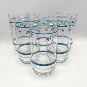 Corning Corelle Country Violets 14 oz. glass tumblers SET OF 6 Discontinued
